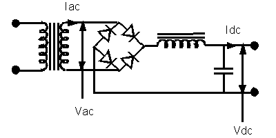 Choke input filter gridge rectifier